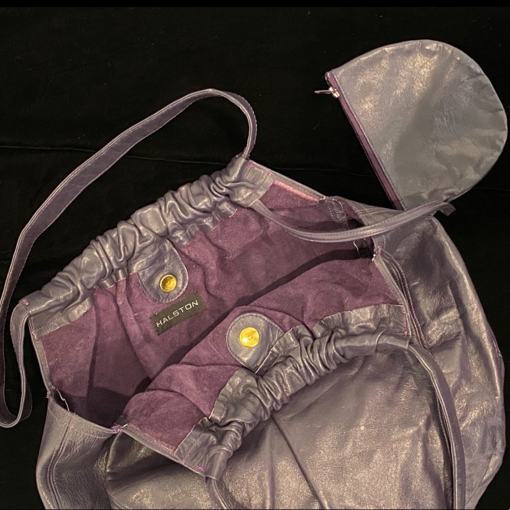 1980’s Plum leather Vintage Halston shoulder bag